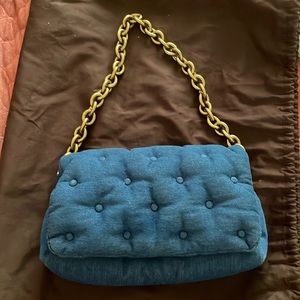 Zara denim quilted gold chain purse